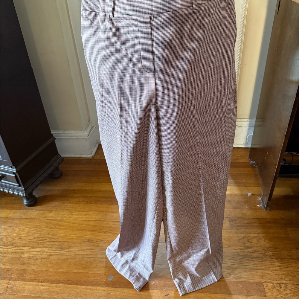 Lane Bryant Subtle Checkered Pants - Brown Pull On Size 16